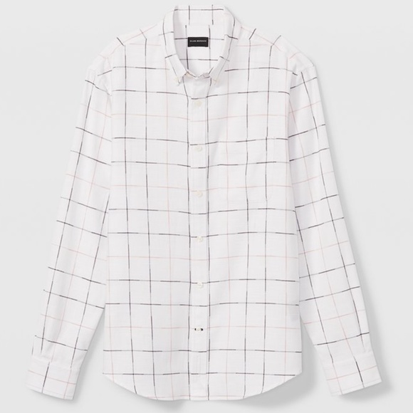 Long Sleeve Textured Windowpane Shirt - New With Tags - NEVER WORN - White Base - Picture 5 of 5